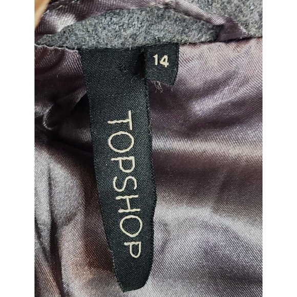 Topshop Jacket Womens 14 Gray Casualcore Button Up Wool Blend Winter Pea Coat - Picture 4 of 12